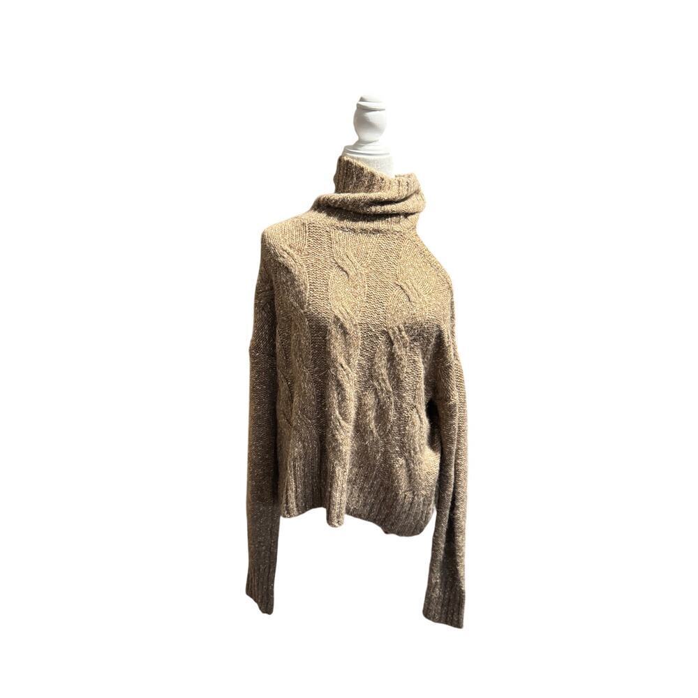 VERONICA BEARD Cold Shoulder Selleck Sweater Size L in Light Brown/Gold